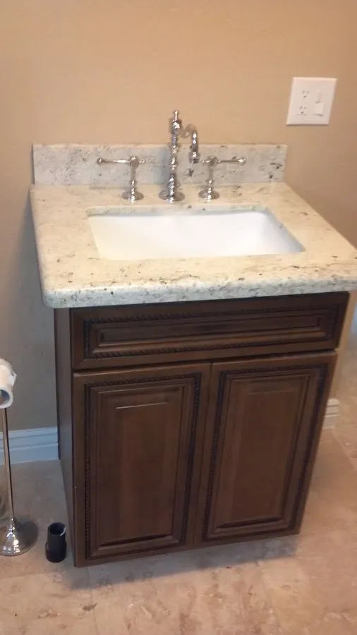 Finished bathroom vanity for Water Line Repair in San Diego
